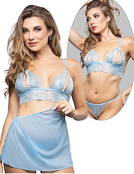 Alternate back view of METALLIC LACE 2-IN-1 BRALETTE AND G-STRING WITH DETACHABLE SKIRT
