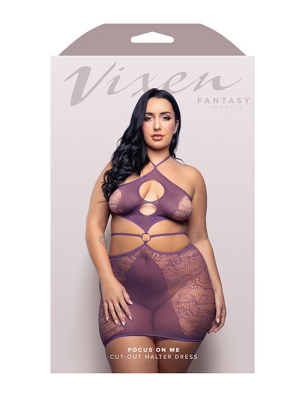 FOCUS ON ME KNIT HALTER DRESS - PLUS ALT2 view Color: PR