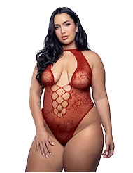 Front view of JUST KISSED KNIT PLUS SIZE TEDDY