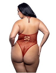 Alternate back view of JUST KISSED KNIT PLUS SIZE TEDDY
