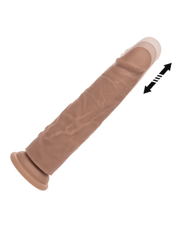 SILICONE STUDS RECHARGEABLE VIBRATING AND THRUSTING DILDO ALT4 view Color: CAR
