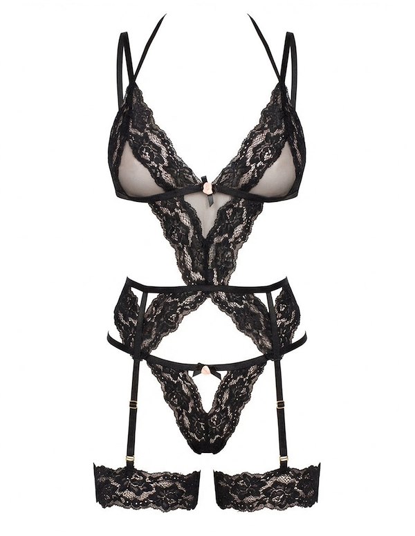 VERONICA 2PC CAMI GARTER WITH G-STRING PANTY ALT2 view Color: BK