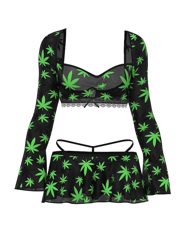 HAZY DAYZ CROP TOP AND SKIRT WITH G-STRING ALT3 view Color: BN
