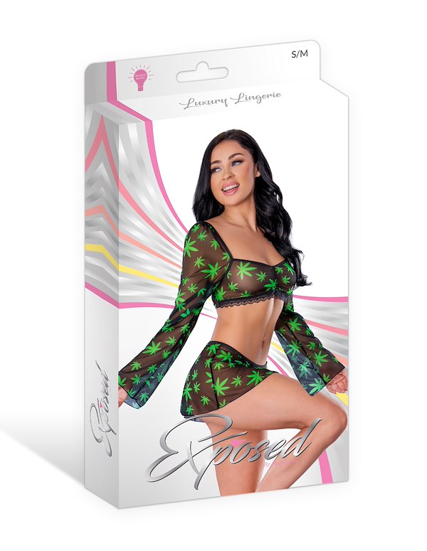 HAZY DAYZ CROP TOP AND SKIRT WITH G-STRING ALT5 view Color: BN