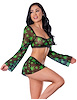 Additional BLACK/GREEN view of product HAZY DAYZ CROP TOP AND SKIRT WITH G-STRING with color code BN