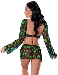 Alternate back view of HAZY DAYZ CROP TOP AND SKIRT WITH G-STRING