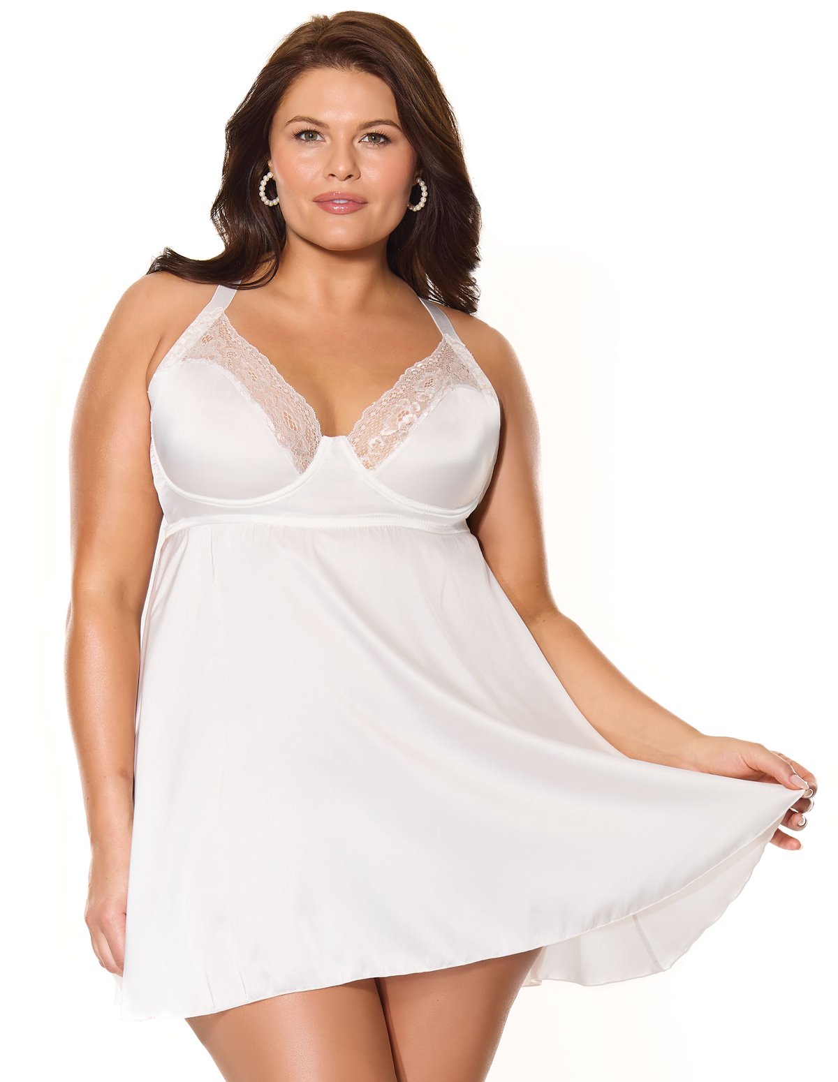alternate image for KISSED BY SATIN PLUS SIZE BABYDOLL AND THONG