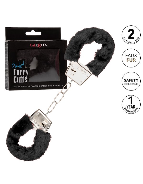PLAYFUL FURRY HANDCUFFS ALT3 view Color: BK