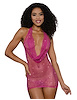Additional AZALEA view of product SHINE BRIGHT COWL NECK RHINESTONE MINI DRESS with color code AZA