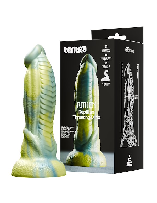TENTRA - RITHEN REPTILIAN THRUSTING DILDO ALT8 view Color: GR
