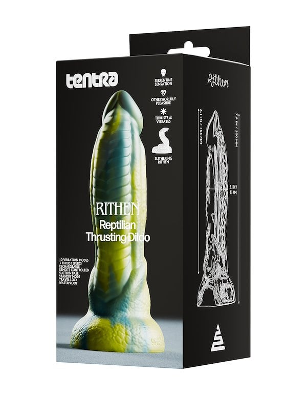 TENTRA - RITHEN REPTILIAN THRUSTING DILDO ALT9 view Color: GR