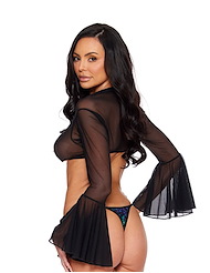 Alternate back view of MESH TIE FRONT TOP