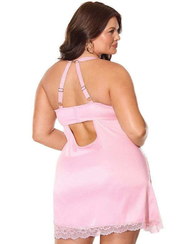 KISSED BY SATIN PLUS SIZE CHEMISE ALT1 view Color: PK
