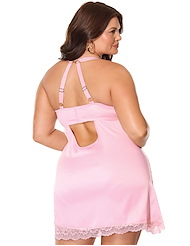 Alternate back view of KISSED BY SATIN PLUS SIZE CHEMISE
