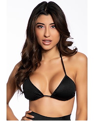Front view of BLACK CURVED BOTTOM TRI-TOP - LYCRA