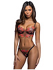 Additional BLACK/HOT PINK view of product MIDNIGHT ROSE EMBROIDERED BRA AND THONG with color code BHP