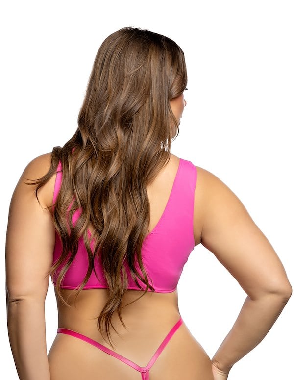 SLUT SPORTY PLUS SIZE CROP TANK ALT1 view Color: HP