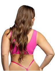 Alternate back view of SLUT SPORTY PLUS SIZE CROP TANK