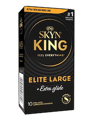 Front view of SKYN KING ELITE LARGE EXTRA GLIDE 10PK CONDOMS