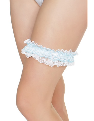 LIGHT BLUE RUFFLE LEG GARTER - 104-BLU-04012