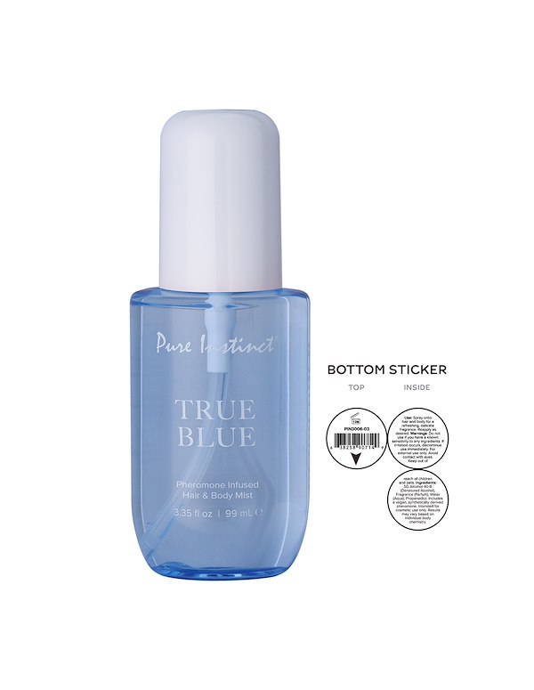 PURE INSTINCT TRUE BLUE PHEROMONE HAIR AND BODY MIST 3.35OZ ALT2 view Color: NC