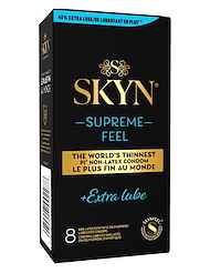 Front view of SKYN SUPREME FEEL EXTRA LUBE 8PK CONDOMS