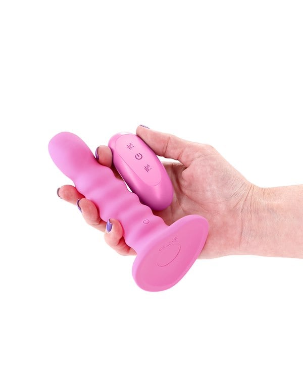 COLOURS RIBBED 5 VIBRATING DILDO ALT1 view Color: PK
