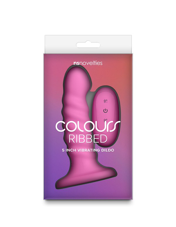 COLOURS RIBBED 5 VIBRATING DILDO ALT2 view Color: PK