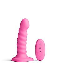 Front view of COLOURS RIBBED 5 VIBRATING DILDO