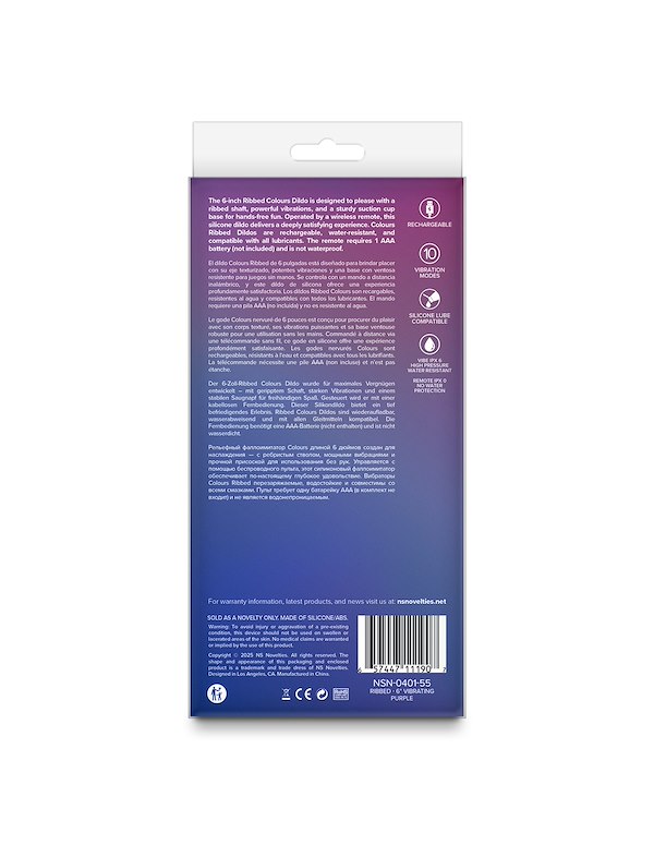 COLOURS RIBBED 6 INCH VIBRATING DILDO ALT3 view Color: PR