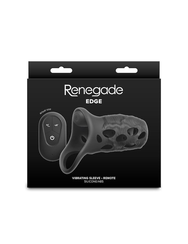 RENEGADE EDGE VIBRATING PENIS SLEEVE W/ REMOTE ALT2 view Color: BK