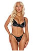 Additional BLACK view of product TRINITY PATENT BRA AND LACE UP CROTCHLESS PANTY SET with color code BK