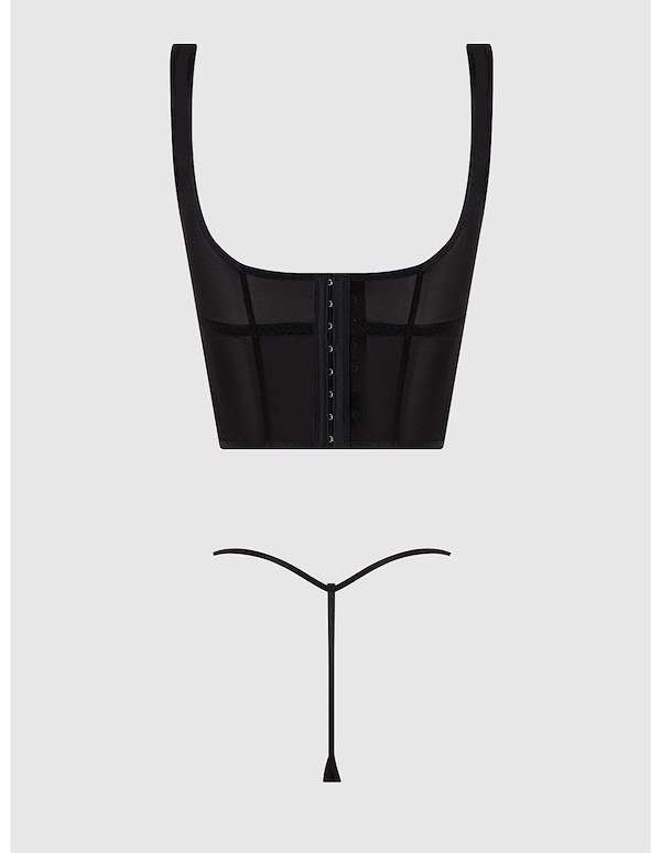 YVONE SHIMMER MESH BUSTIER AND G-STRING ALT4 view Color: BK