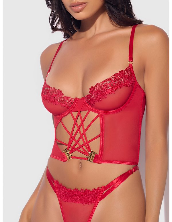 ASHLEY ALEXISS RED BUSTIER SET ALT2 view Color: RD