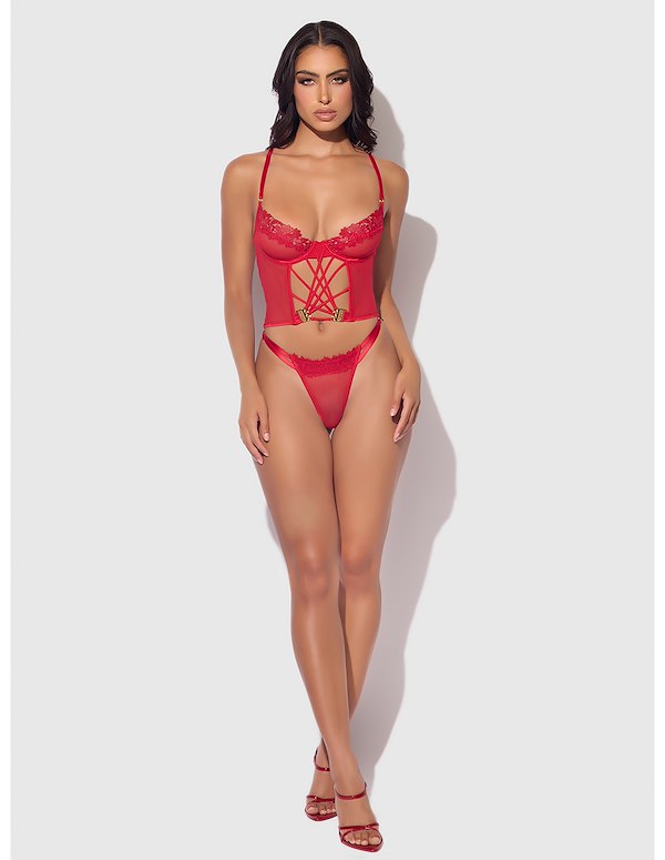 ASHLEY ALEXISS RED BUSTIER SET ALT3 view Color: RD