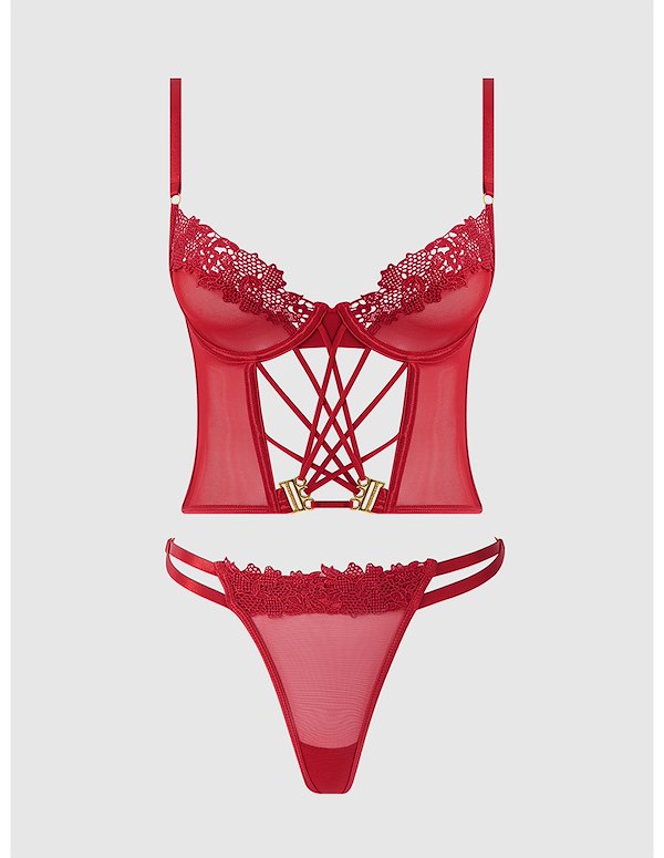 ASHLEY ALEXISS RED BUSTIER SET ALT4 view Color: RD