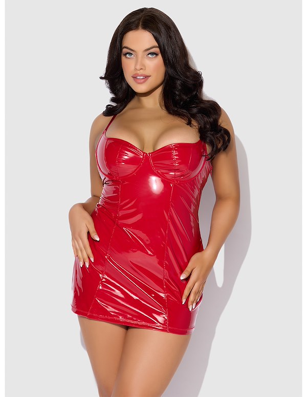TRINITY PATENT DRESS AND G-STRING ALT3 view Color: RD