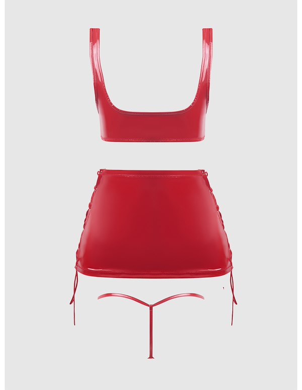 TRINITY PATENT DRESS AND G-STRING ALT8 view Color: RD