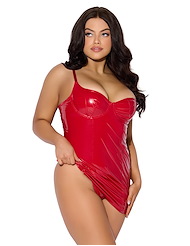 Front view of TRINITY PATENT DRESS AND G-STRING
