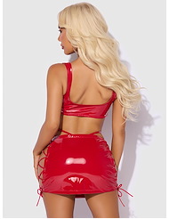 Alternate back view of TRINITY PATENT LACE UP BRALETTE AND SKIRT WITH G-STRING