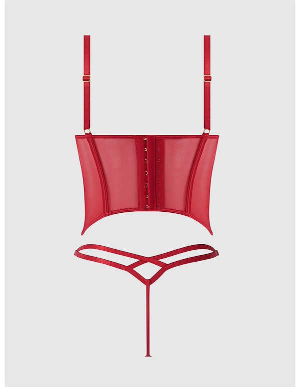 ASHLEY ALEXISS RED PLUS SIZE BUSTIER SET ALT4 view Color: RD