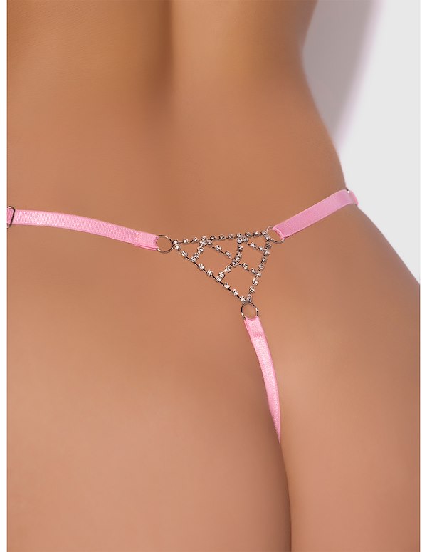 KRYSTAL RHINESTONE NET BACK G-STRING ALT2 view Color: PK
