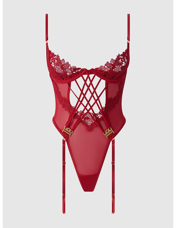 ASHLEY ALEXISS RED TEDDY ALT5 view Color: RD
