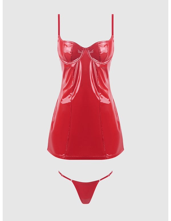 TRINITY PATENT DRESS AND G-STRING ALT4 view Color: RD