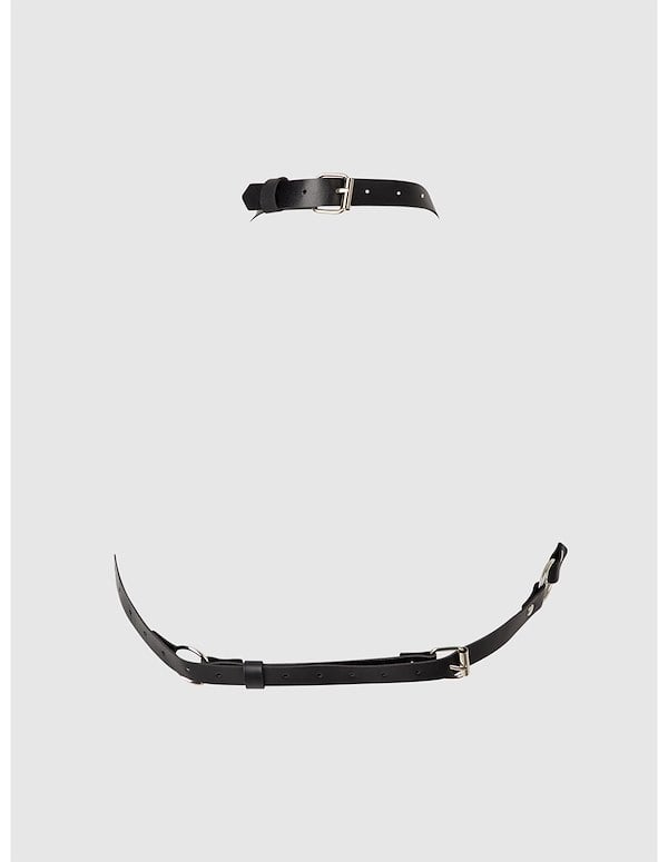 CHAIN AND FAUX LEATHER DRAPED HARNESS ALT4 view Color: BKS