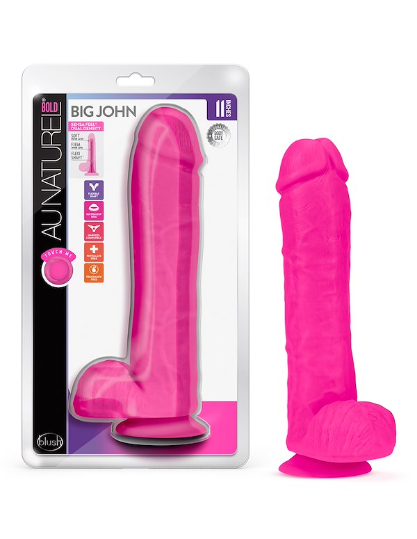 AU NATUREL BOLD BIG JOHN 11.5 DILDO W/ BALLS ALT3 view Color: PK