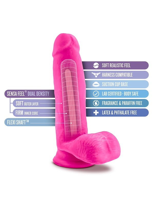 AU NATUREL BOLD PLEASER 7 DILDO W/ BALLS ALT4 view Color: PK