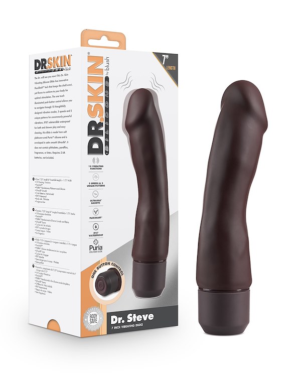 DR SKIN - 7.75 VIBRATING DILDO ALT3 view Color: CHO