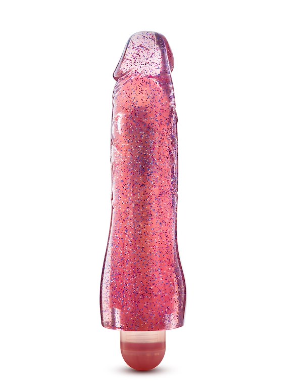 GLOW DICKS - MOLLY GLITTER REALISTIC 8 VIBRATING DILDO ALT4 view Color: PK