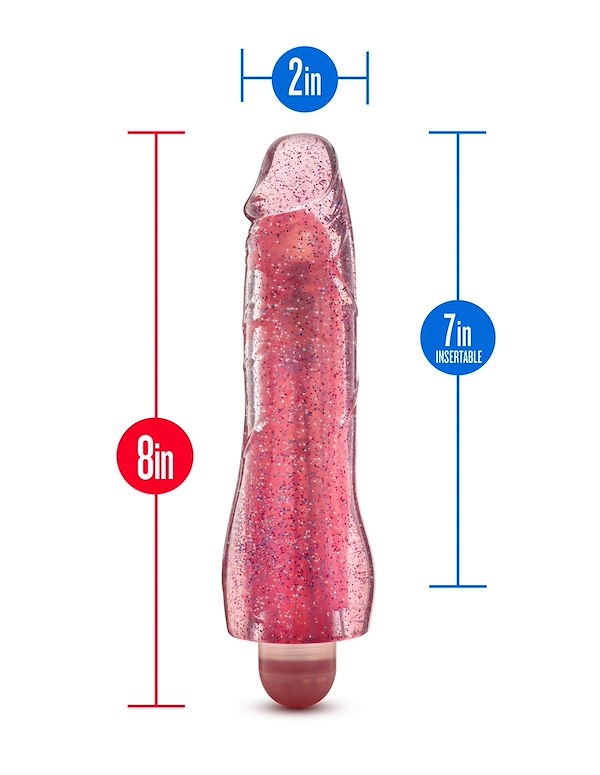 GLOW DICKS - MOLLY GLITTER REALISTIC 8 VIBRATING DILDO ALT6 view Color: PK